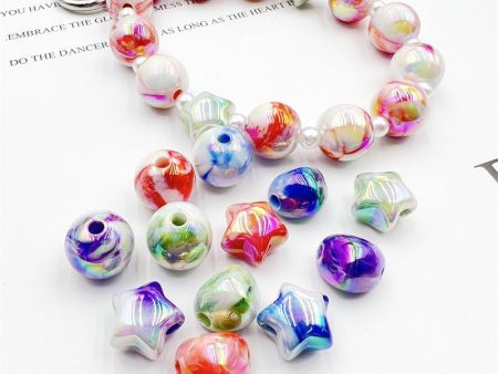 Wholesale 10pcs pack UV Plating Smudged Round Beads Discount