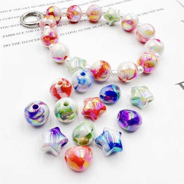 Wholesale 10pcs pack UV Plating Smudged Round Beads Discount