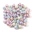 Wholesale 100pcs pack Round Symbol Color Pattern Ball Hole Acrylic Beads For Sale