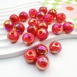 Wholesale 10pcs pack 16mm UV Color Plated Lollipop Stripe Rainbow Straight Hole Round Beads on Sale