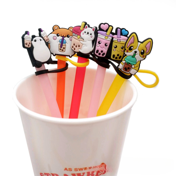 Wholesale 10PCS Cartoon Beverage Silicone Straw Tube Cap For Discount