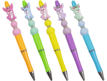 Wholesale 10PCS DIY Handmade Cartoon Rabbit Silicone Bead Pen Fashion