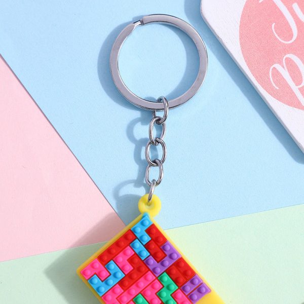 Wholesale 20pcs PVC Keychain Tetris Game Console Fashion