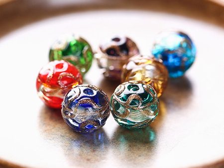 Wholesale 50pcs Gold Silk Glass Silver Foil Round Beads Online Hot Sale