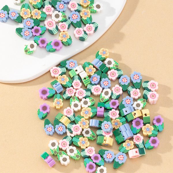 Wholesale 100pcs pack Flower Soft Pottery Beads For Discount