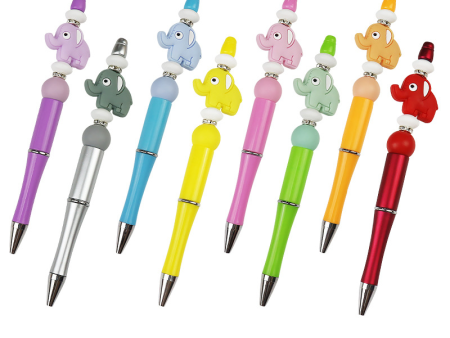 Wholesale 10pcs pack DIY Handmade Cartoon Elephant Silicone Bead Pen For Discount