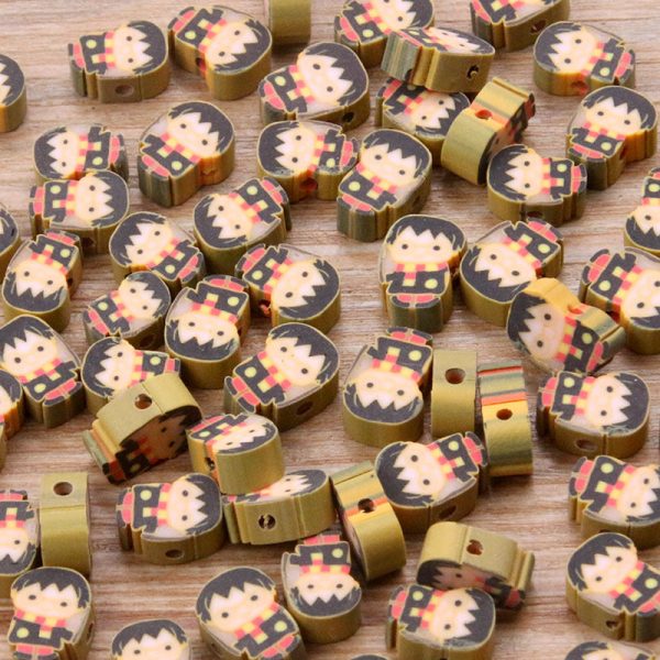 Wholesale 20pcs Soft Pottery Perforated Tablets Animal Fruit Heart Beads Online now