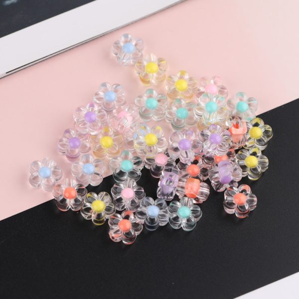 Wholesale 100pcs Transparent Acrylic Plum Blossom Star Butterfly Variety String Beads Online Sale