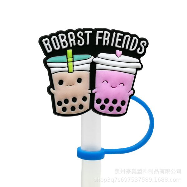 Wholesale 10PCS Cartoon Beverage Silicone Straw Tube Cap Sale