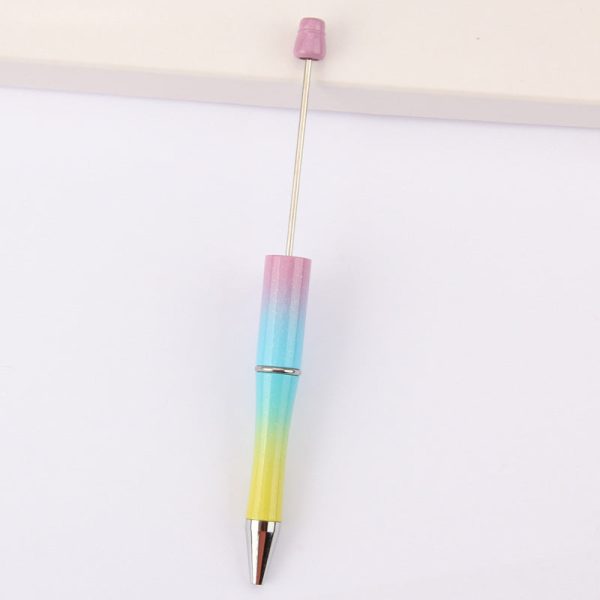 Wholesale 10pcs Plastic Rainbow Tricolor Gradient Beaded Ballpoint Pen For Cheap