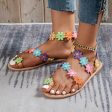 Wholesale Pu Bohemian Colorful Flower Flat Sandals Online Hot Sale