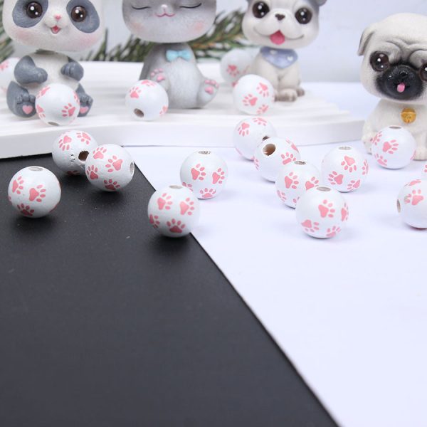 Wholesale 20pcs Dog Feet Bone Head Pet Wooden Beads Cheap