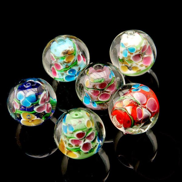 Wholesale 10pcs 24mm Petal Glass Round Beads Supply