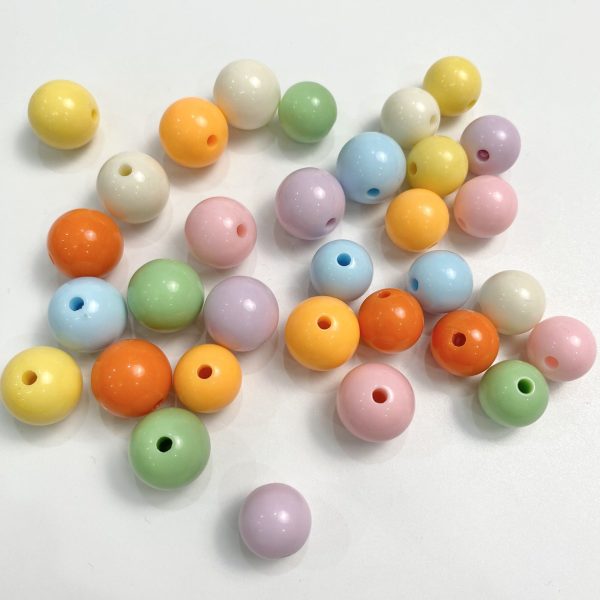 Wholesale 10pcs pack Creamy Straight Hole Solid Color Round Beads For Discount