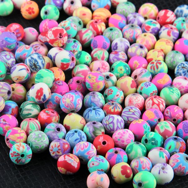 Wholesale 100pcs pack 6 8 10 12mm Mixed Color Soft Pottery Round Beads Hot on Sale