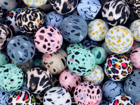 Wholesale 30pcs 15mm Water Transfer Silicone Leopard Beads Online now