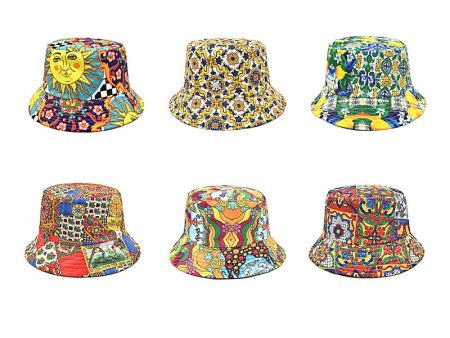 Wholesale Polyester Bohemian Sunflower Bucket Hat Hot on Sale