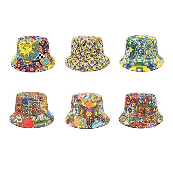 Wholesale Polyester Bohemian Sunflower Bucket Hat Hot on Sale