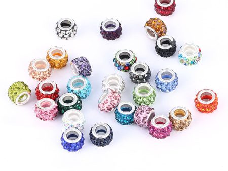 Wholesale 100pcs soft pottery full drill ball big hole spacer Beads Cheap