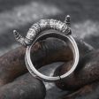 Wholesale Alloy Retro Punk Skull Horn Ring For Discount