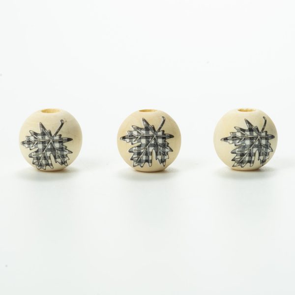 Wholesale 20pcs Maple Leaf Plaid Colored Wood Beads Cheap