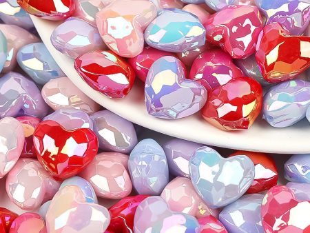 Wholesale 10pcs pack Acrylic UV Plating Cut Face Love Beads For Sale