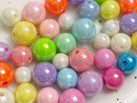 Wholesale 30pcs pack Acrylic ab Plated Color Round Beads Fashion