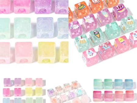 Wholesale 30pcs pack Colorful Acrylic Cube Beads For Sale