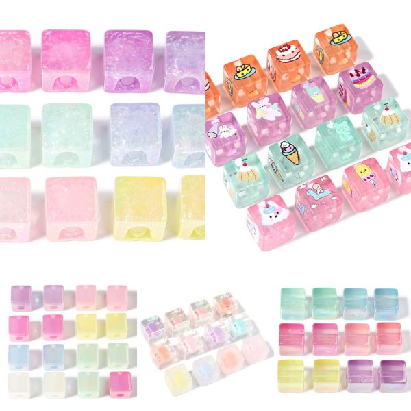 Wholesale 30pcs pack Colorful Acrylic Cube Beads For Sale