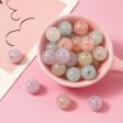 Wholesale 20pcs pack Acrylic Shiny Imitation Marble Jelly Color Straight Hole Round Beads For Discount