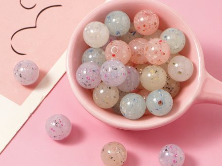 Wholesale 20pcs pack Acrylic Shiny Imitation Marble Jelly Color Straight Hole Round Beads For Discount