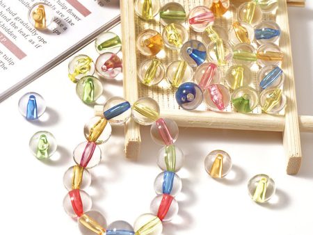 Wholesale 50-100PCS PACK Acrylic Color Transparent Multi-Specification Dye Core Straight Hole Round Beads Online Sale