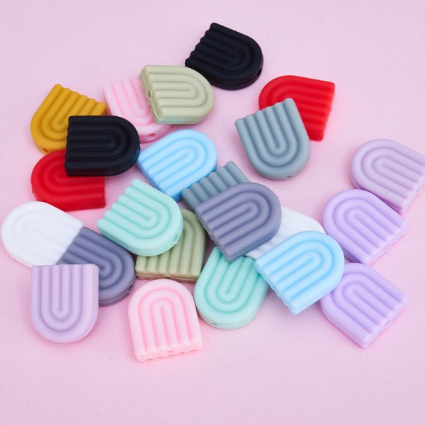 Wholesale 20PCS Solid Color Arch Rainbow Silicone Beads For Cheap