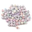 Wholesale 100pcs pack Round Symbol Color Pattern Ball Hole Acrylic Beads For Sale