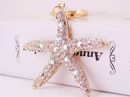 Wholesale Zinc Alloy Love Diamond Crystal Starfish Car Keychain Online