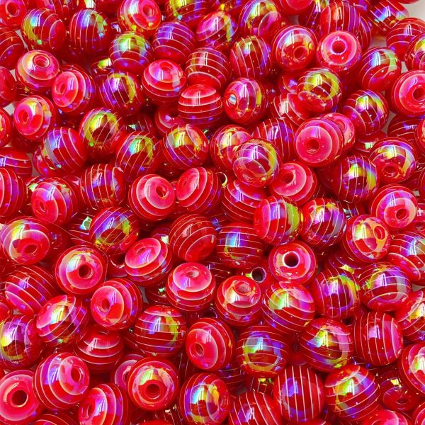 Wholesale 10pcs pack 16mm Children s Fun Stripes Contrasting Color Plating Rainbow Beads Cheap