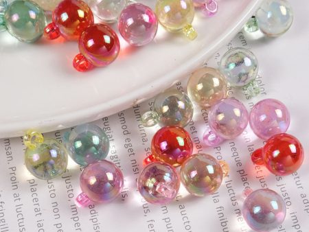 Wholesale 100PCS PACK 16mm color transparent bright plated ab hanging hole acrylic Beads Discount