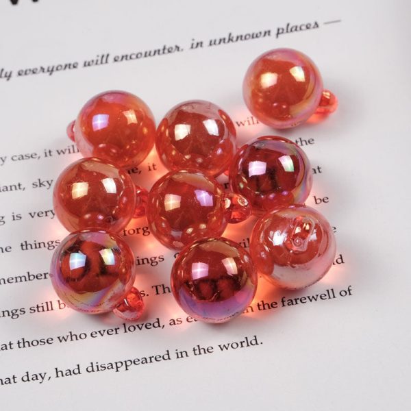 Wholesale 100PCS PACK 16mm color transparent bright plated ab hanging hole acrylic Beads Discount