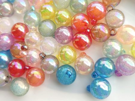 Wholesale 100PCS PACK Transparent Bubble ab Color Hanging Hole Acrylic Round Beads Sale