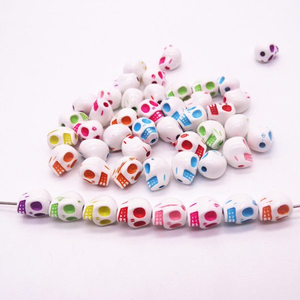 Wholesale 100pcs  8*10 Colorful Skull Head Acrylic Beads Online now