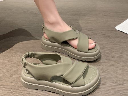 Wholesale PU Cross Strap Platform Sandals For Cheap