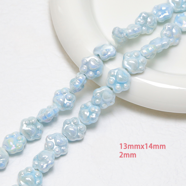 Wholesale 30pcs Japanese Fresh Blue Ceramic Cute Acacia Bean Lamb Cube Beads Supply