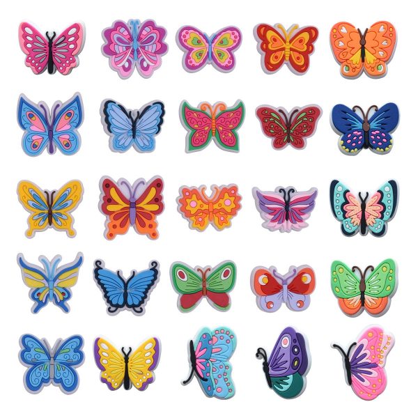 Wholesale 100PCS PVC Colorful Butterfly Series DIY Shoe Buckle For Sale