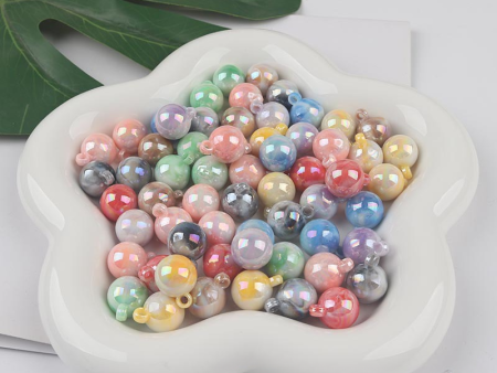 Wholesale 10pcs Acrylic Alpine Color Double Color Hanging Hole Beads Hot on Sale