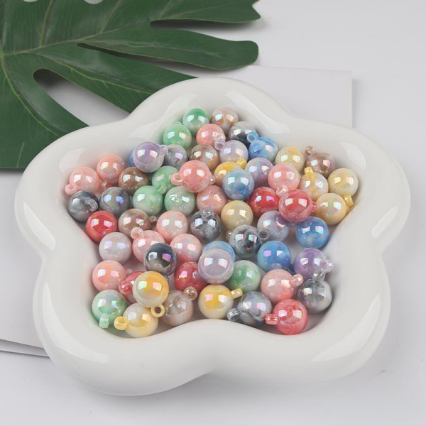 Wholesale 10pcs Acrylic Alpine Color Double Color Hanging Hole Beads Hot on Sale