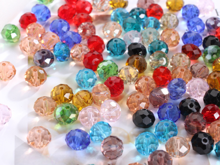 Wholesale 50pcs 6 8 10mm Faceted Man-made Glass Crystal Wheel Mixed Color Beads Cheap