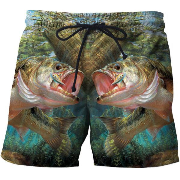 Wholesale Beach Shorts 3D Digital Printing Fish Pattern Cropped Pants Men s Swimwear Hot on Sale