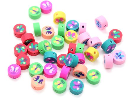 Wholesale 1000pcs pack Round Butterfly Mixed Color Soft Pottery Sliced Beads For Sale