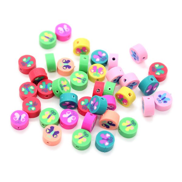 Wholesale 1000pcs pack Round Butterfly Mixed Color Soft Pottery Sliced Beads For Sale