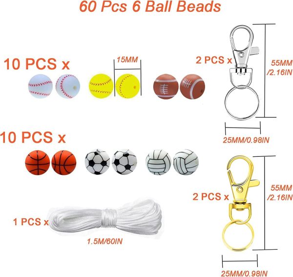 Wholesale 15mm Water Transfer Printing Football Silicone Beads Online now